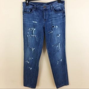 - LOFT Distressed Ripped Jeans Boyfriend Cut SZ 28